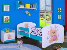 Детская кровать Happy Babies Happy Teddy Bear L03 80x160см, белый/синий