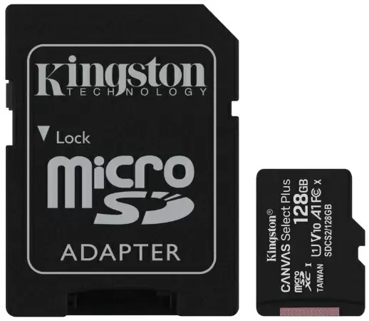 Карта памяти Kingston microSD A1 UHS-I + SD adapter, 128GB