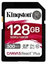 Карта памяти Kingston SDXC Canvas React Plus Class10 UHS-II U3 V90, 128GB