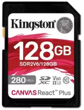 Карта памяти Kingston SDXC Canvas React Plus V60 Class10 UHS-II U3, 128GB
