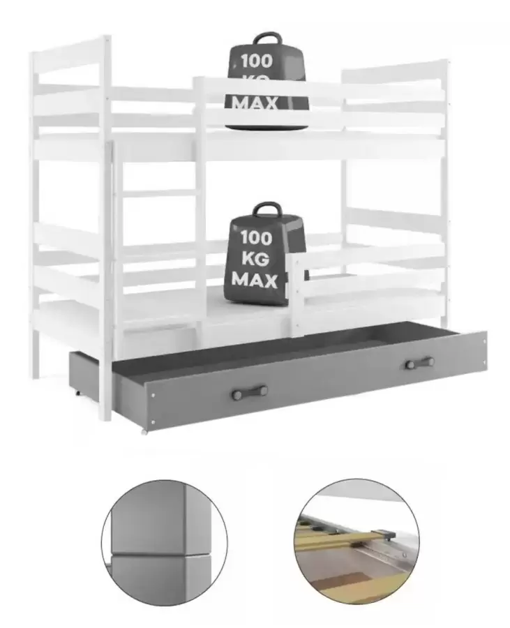 Детская кровать BMS Group Eryk с ящиком 90x200см, графит