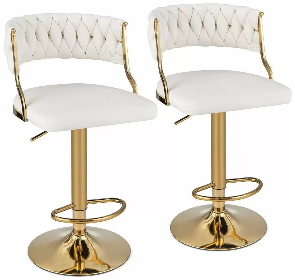 Set scaune pentru bar Costway JV11199WH-2, alb/auriu