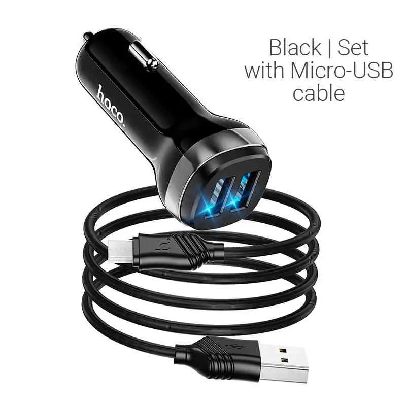 Încărcător auto Hoco Z40 Superior + Micro, negru
