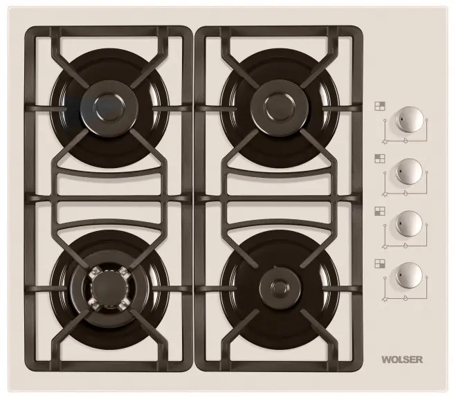Plită incorporabilă cu gaz Wolser WL-F 6401 GT IC, bej