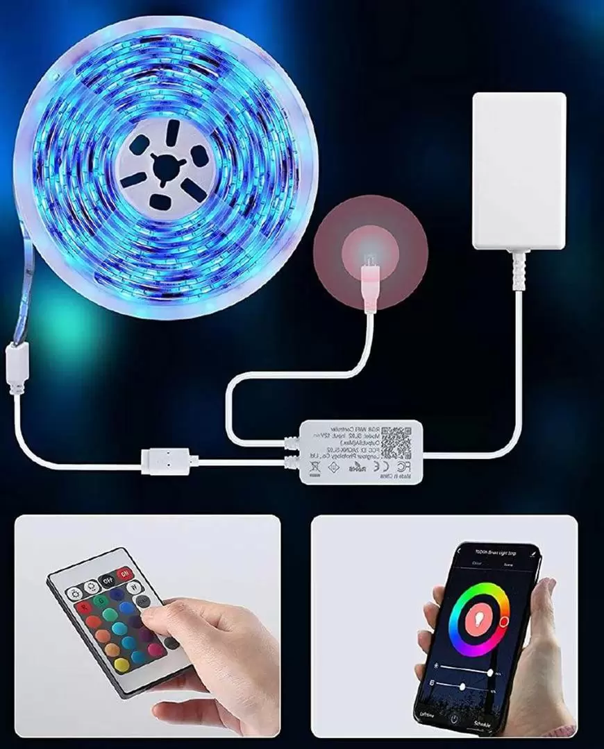 Bandă LED RGB Nous Smart F2 Wi-Fi, alb