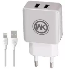 Încărcător WK Desing Desing Wall Charger with Cable USB to Lightning, alb
