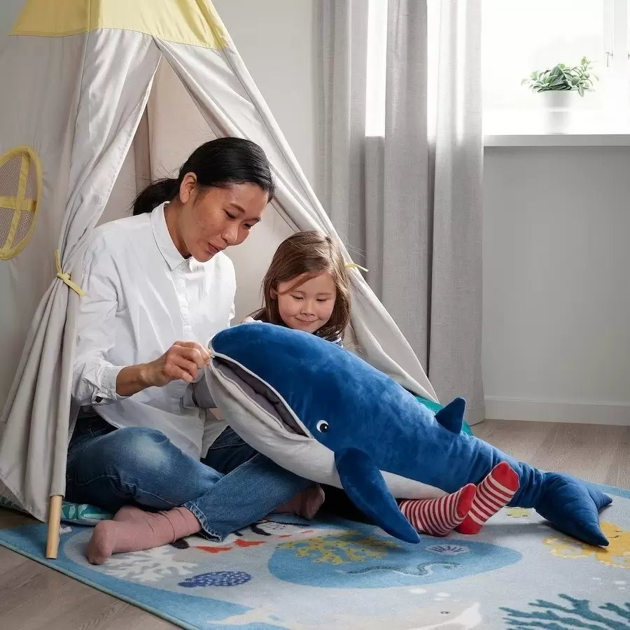 Jucărie de pluș IKEA Blavingad Balenă 100cm, albastru