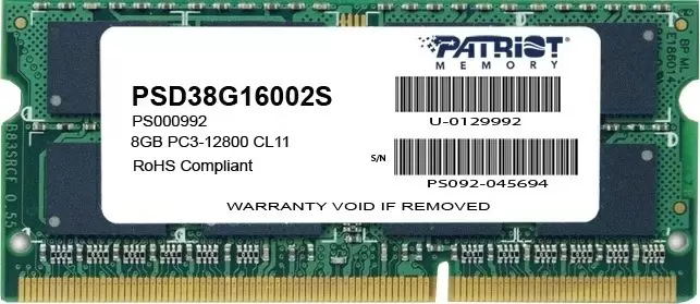 Оперативная память SO-DIMM Patriot Signature Line 8GB DDR3-1600MHz, CL11, 1.5V