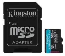 Карта памяти Kingston microSD 512GB Class10 A2 UHS-I U3 (V30) + SD Adapter