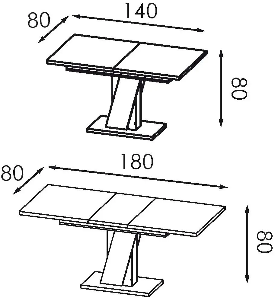 Стол Modern Slider 140/180x80x80см, белый/серый шифер