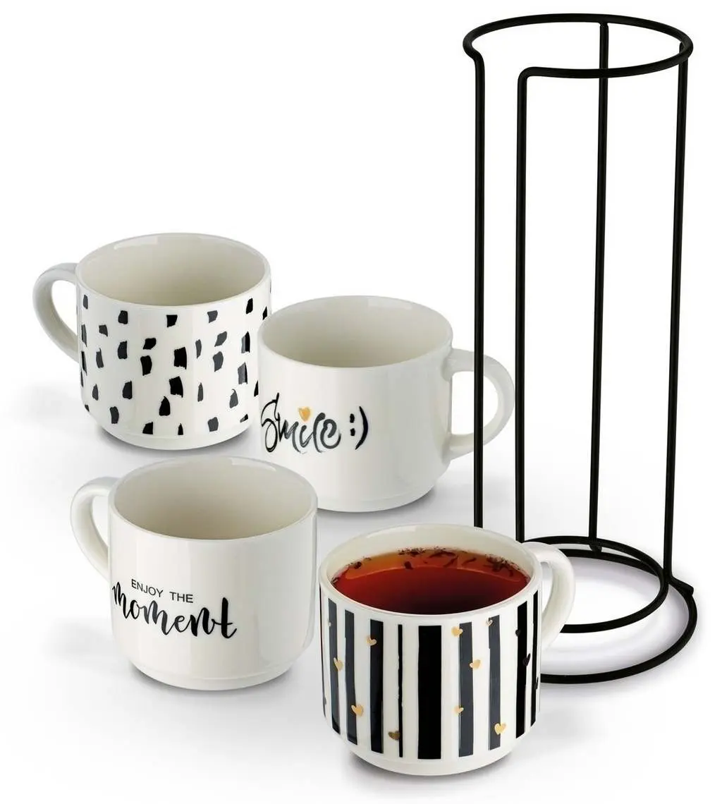 Set căni Tadar Decor 4 un., alb