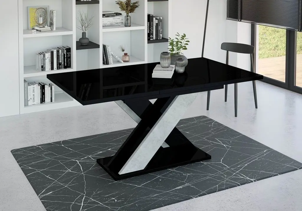 Masă Prospero Xao 160, negru lucios/beton