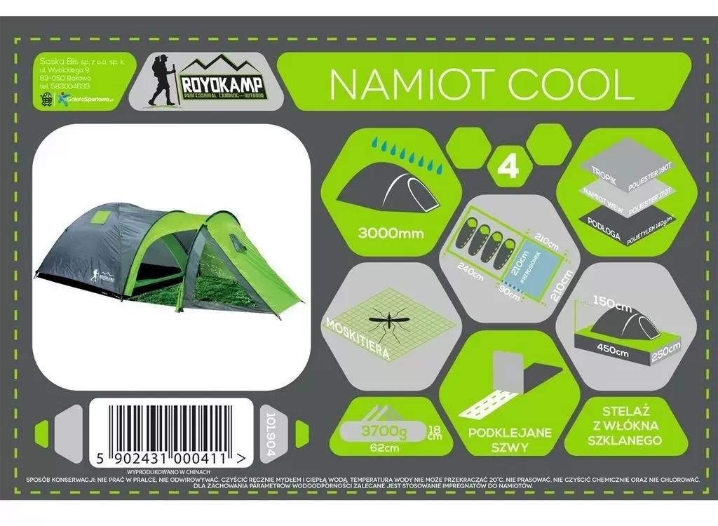 Cort Royokamp Cool Tourist Tent, verde