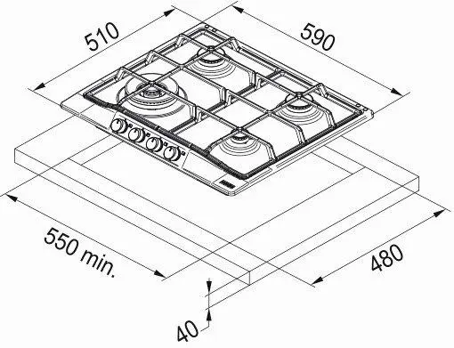 Газовая панель Franke FCH 604 3G TC PW C, бежевый