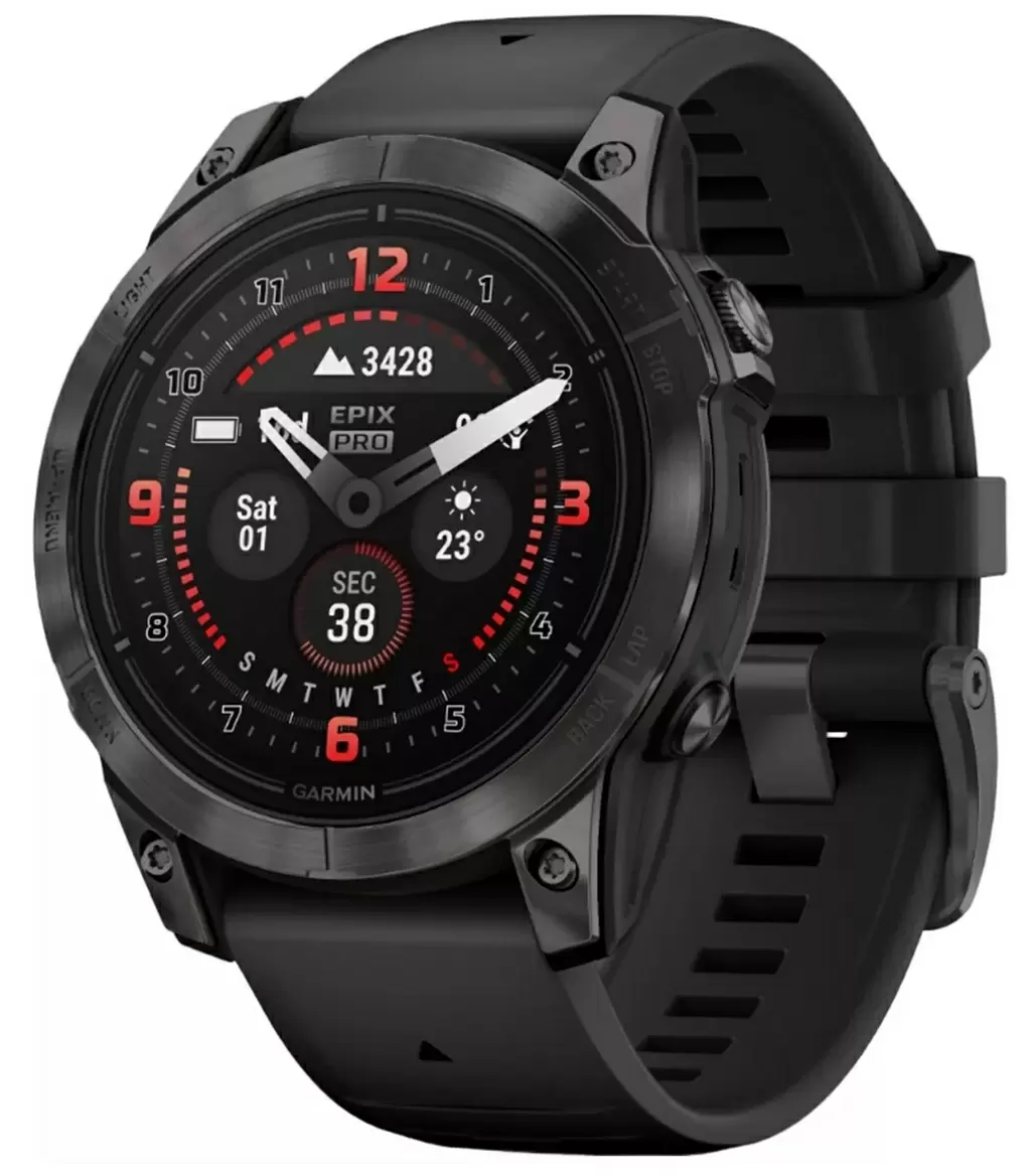 Smartwatch Garmin Epix Pro Gen 2, 47mm, Sapphire, Carbon Grey DLC Titanium with Black Band