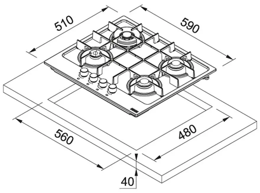 Газовая панель Franke FHMA 604 3G DC OY C, миндаль