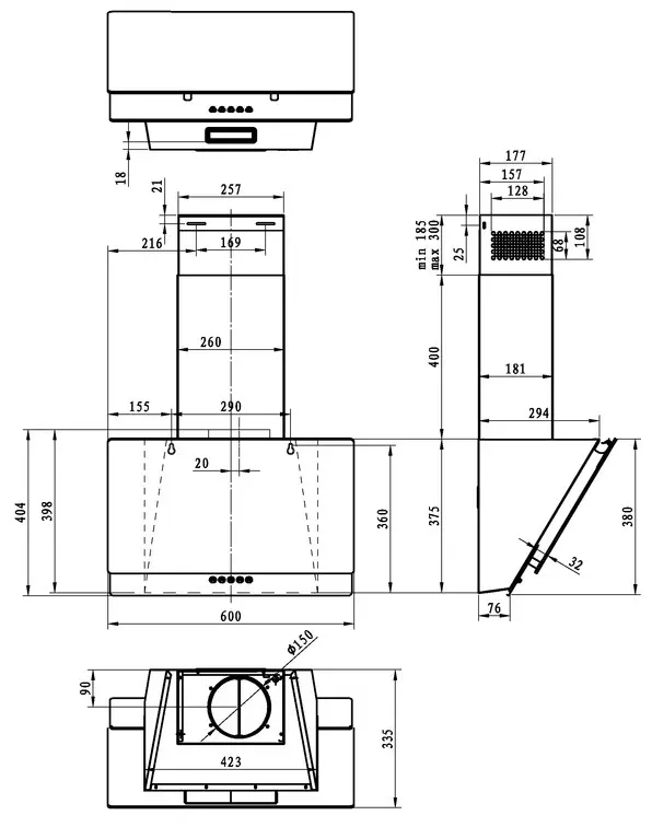 Вытяжка Gorenje WHI 629 EB, черный