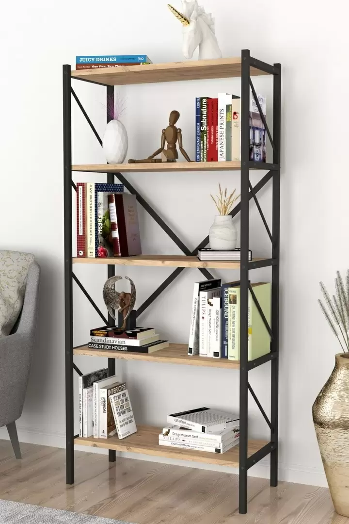 Стеллаж Fabulous Shelves Metal 5 секции, сосна/черный