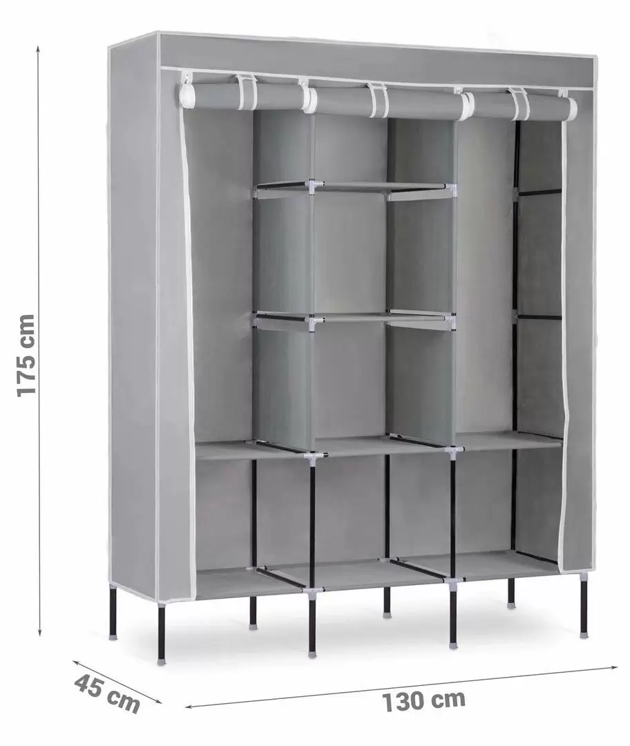 Тканевый шкаф для вещей Massido 680101, серый