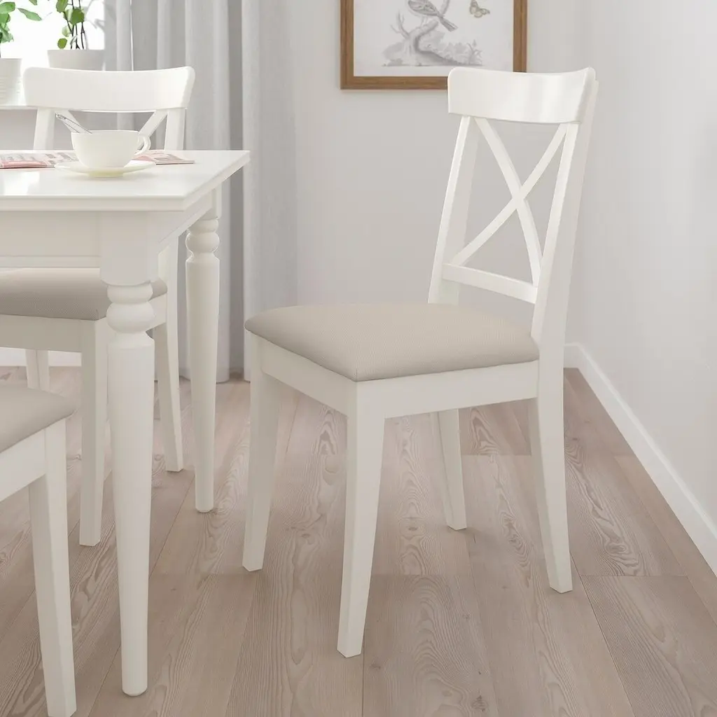 Scaun IKEA Ingolf, alb/hallarp bej