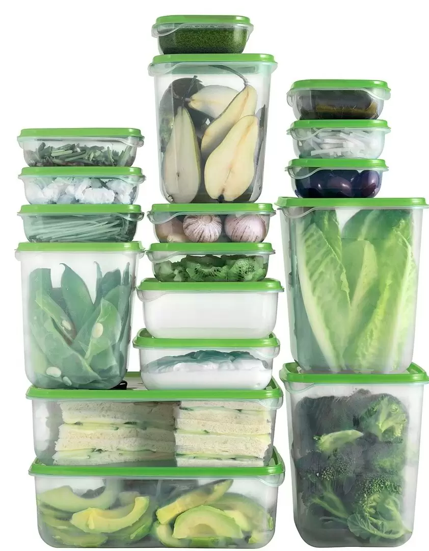 Набор пищевыех контейнеров IKEA Pruta 17 шт, прозрачный/зеленый