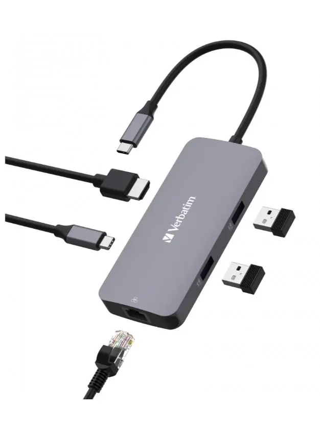 Multiplicator Verbatim 5-in-1 USB-C Pro CMH-05, gri