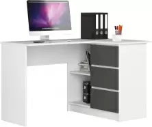Письменный стол Akord B16 Right, белый/графитовый серый
