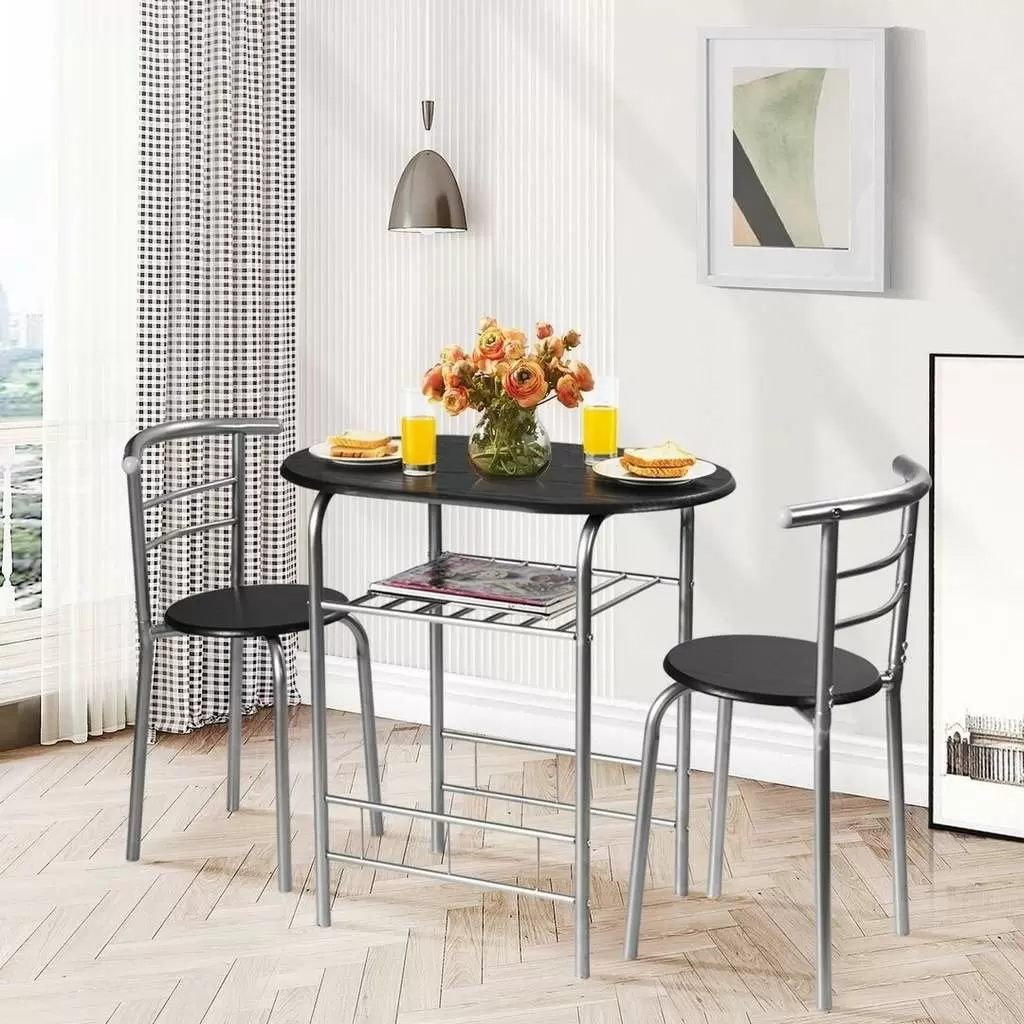 Set masă și scaune Costway HW54057SL, argintiu/negru
