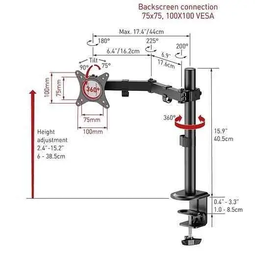 Кронштейн для монитора Barkan M121T, черный на tehnoparc.md Кронштейн для монитора Barkan M121T, черный