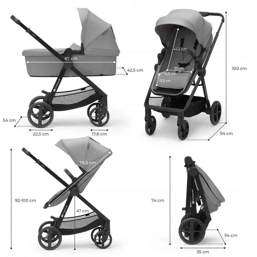 Коляска KinderKraft Newly 3in1 Mink Pro, серый
