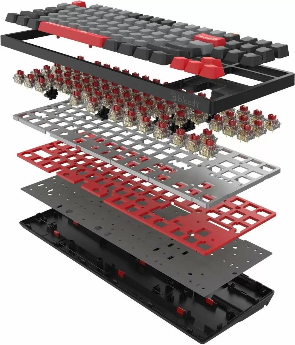 Tastatură Bloody S87, negru/roșu