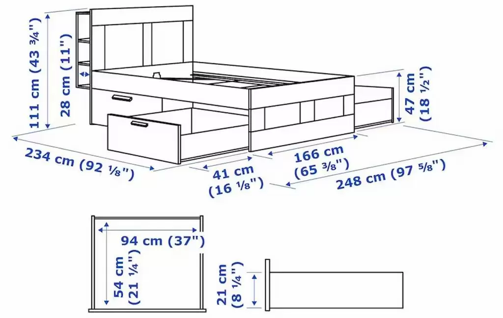 Кровать IKEA Brimnes Lonset 160x200см, белый