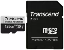 Карта памяти Transcend microSDXC 350V + SD adapter, 128ГБ