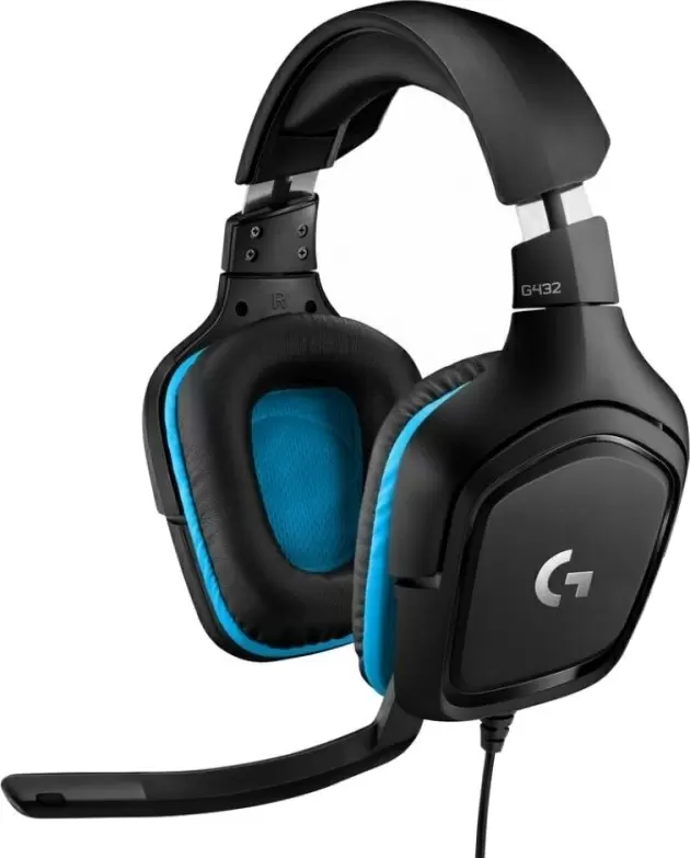 Căşti Logitech G432 Gaming Headset, negru/albastru