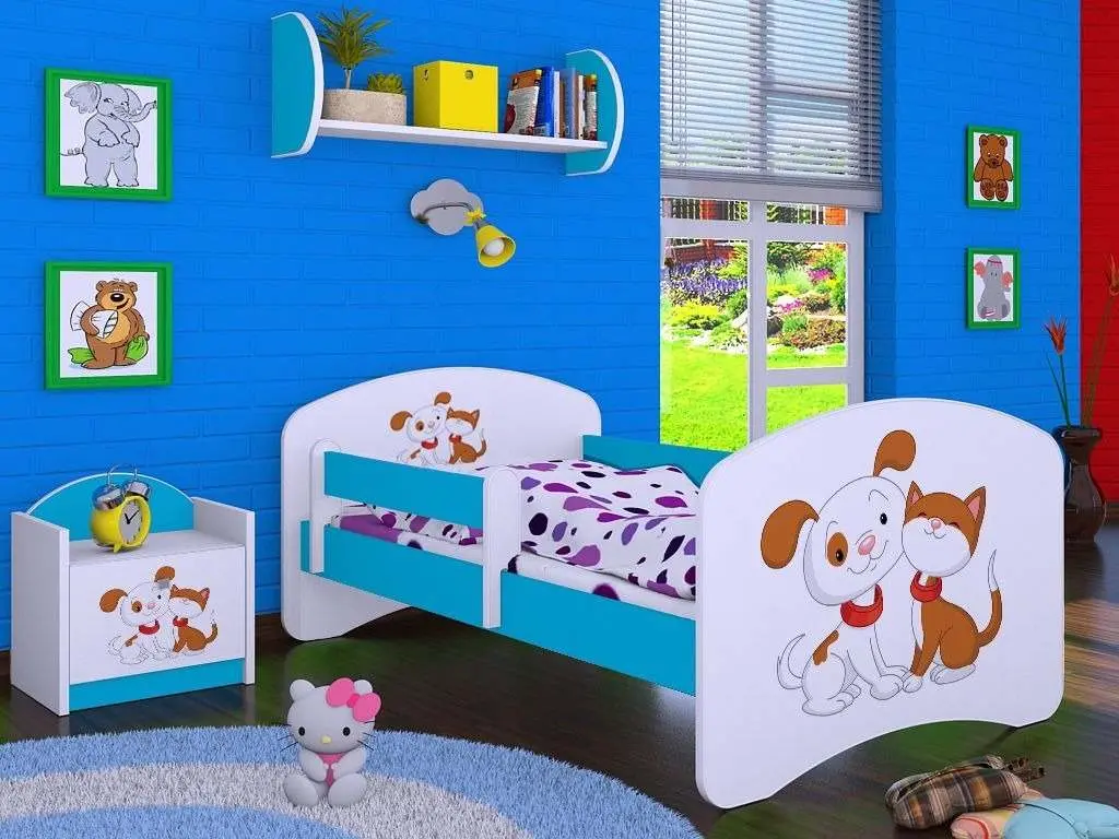 Тумба прикроватная Happy Babies Happy SZN02 Dog and Cat, белый/синий на tehnoparc.md Тумба прикроватная Happy Babies Happy SZN02 Dog and Cat, белый/синий