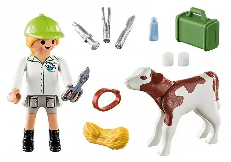 Set jucării Playmobil Vet with Calf