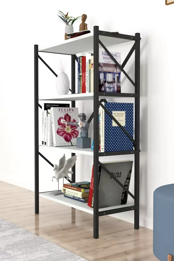 Etajeră Fabulous 4 Shelves Metal, alb/negru