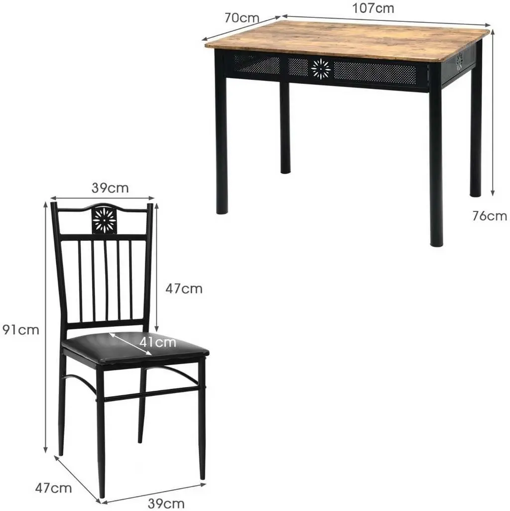 Set masă și scaune Costway HW66276BK, lemn/negru