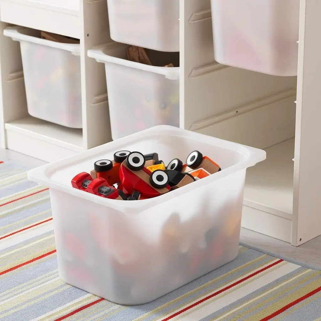 Etajeră cu containere pentru jucării IKEA Trofast 6 containere 99x44x94cm, alb/roz pe tehnoparc.md Etajeră cu containere pentru jucării IKEA Trofast 6 containere 99x44x94cm, alb/roz