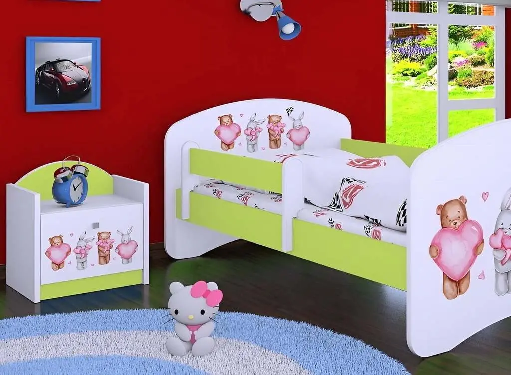Тумба прикроватная Happy Babies Happy Animals with Hearts, белый/пастельно-зеленый на tehnoparc.md Тумба прикроватная Happy Babies Happy Animals with Hearts, белый/пастельно-зеленый