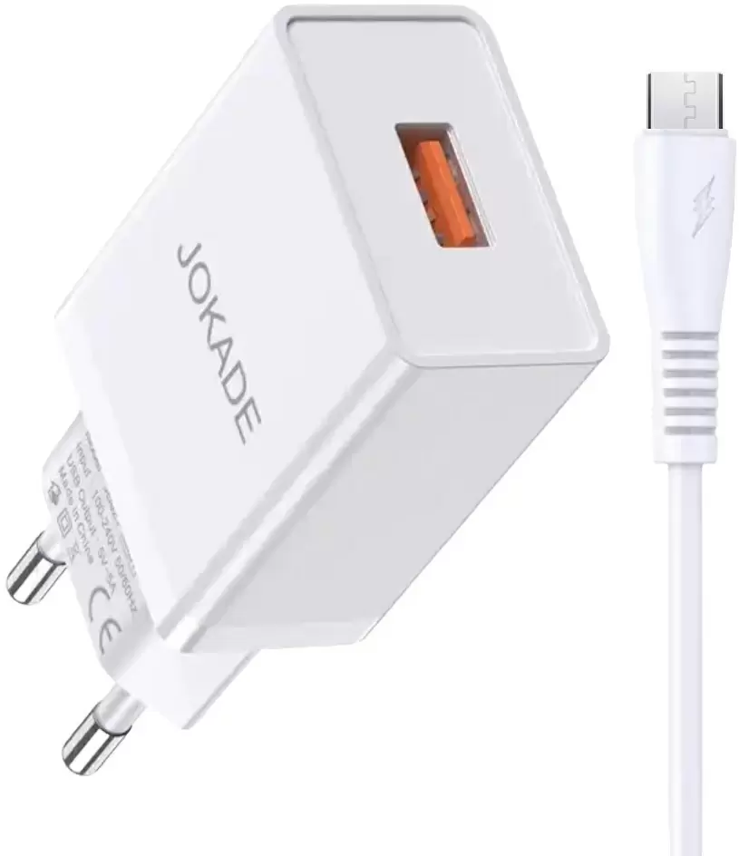 Încărcător Jokade JB022 with USB to Micro-USB, alb