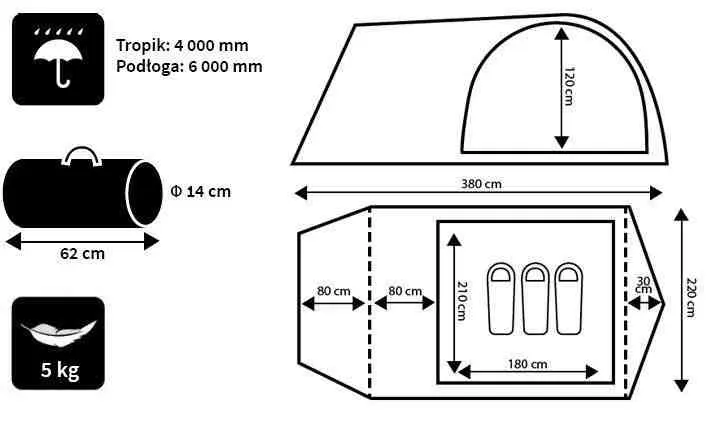 Палатка Peme Taurus 3, черный/зеленый