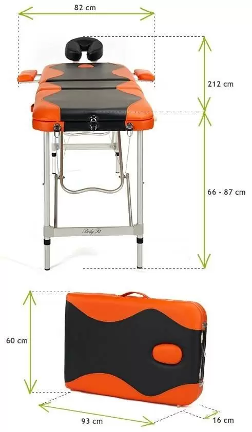 Masă pentru masaj BodyFit 1037, negru/portocaliu