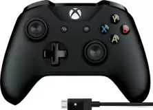 Геймпад Microsoft Wireless Xbox One + Cable Win10, черный