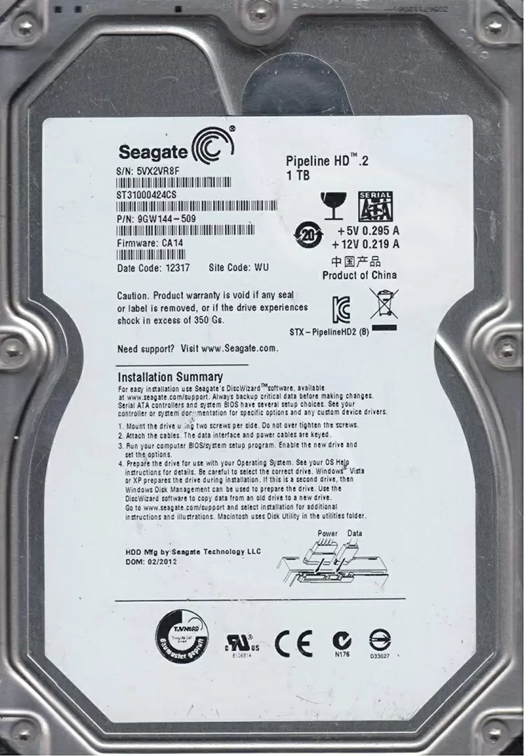 Disc rigid Seagate Pipeline HD 3.5" ST31000424CS, 1TB