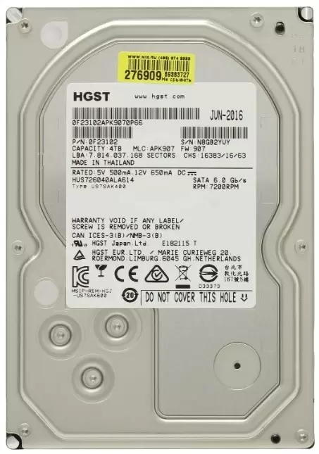 Жесткий диск Hitachi Ultrastar 7K6000 3.5" HUS726040ALA614-FR, 4ТБ
