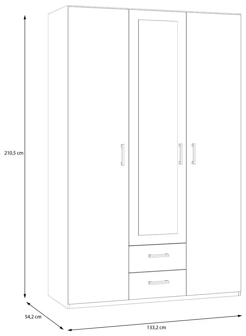 Dulap Fortuna Econobox 2 133x210cm, alb