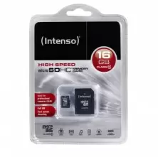 Карта памяти Intenso MicroSD Class 10 + SD Adapter, 16ГБ