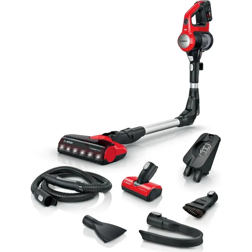 Вертикальный пылесос Bosch BCS711PET, черный/красный