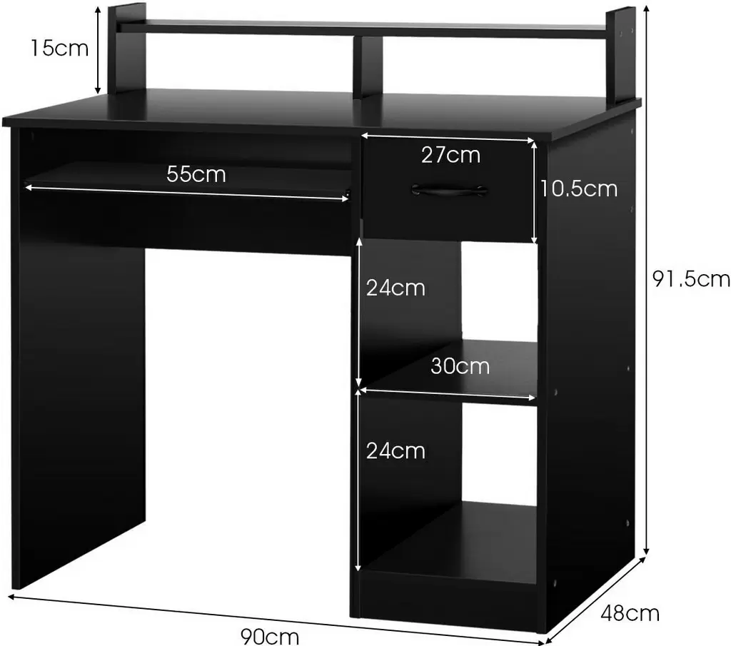 Masă de calculator Costway HW63331BK, negru